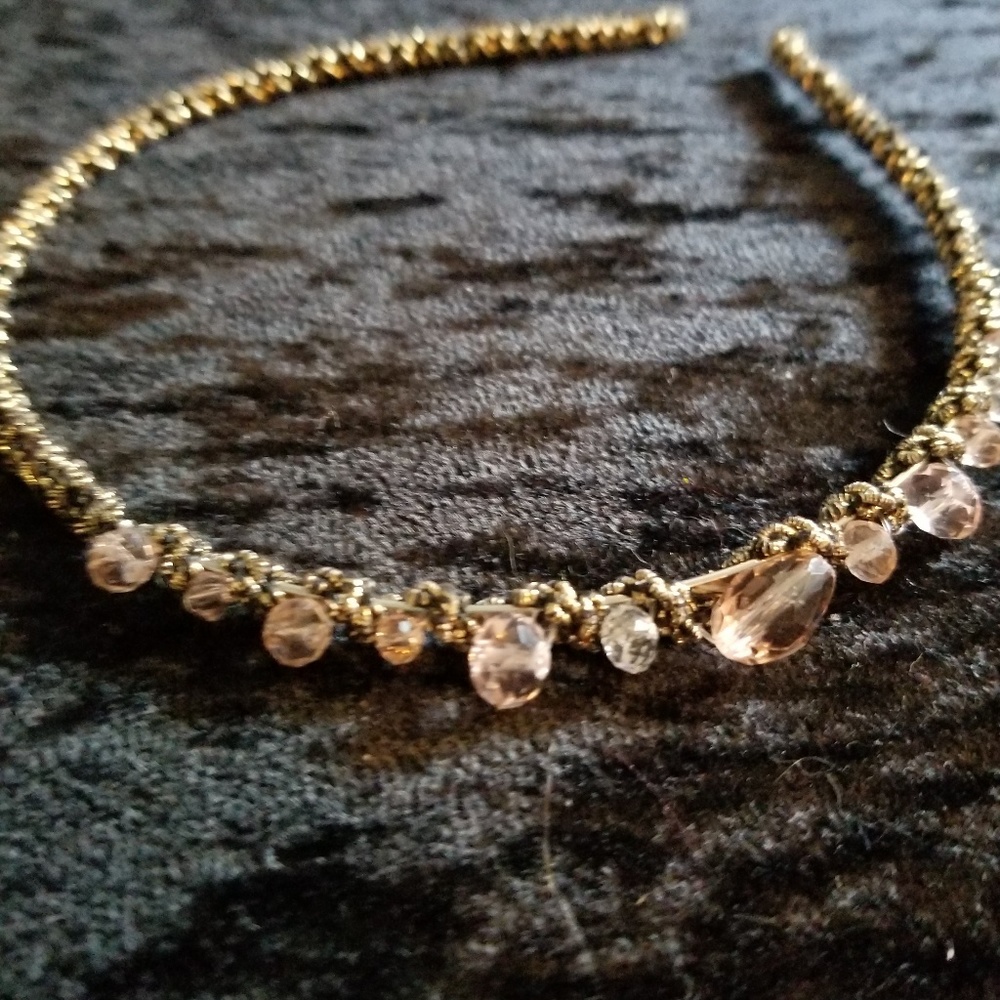 A Hint of Pink Hair Jewelry - Headband w Crystal